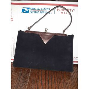 Vintage Melbourne Bags Black Velvet Frame Purse Bag Handbag